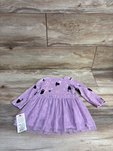 NEW Cat & Jack Halloween Cat Witch Long Sleeve Tulle Dress Purple sz 6-9m
