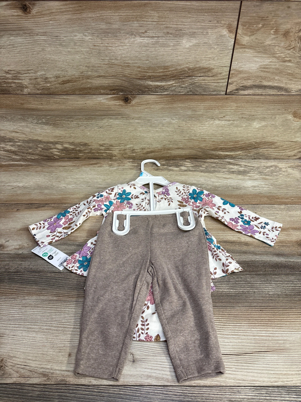 NEW Carter's 2pc Floral Bodysuit Dress & Pants Set White sz 6m