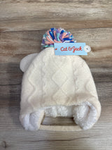 NEW Cat & Jack Winter Hat & Mittens 2pc Set White sz  6-12m