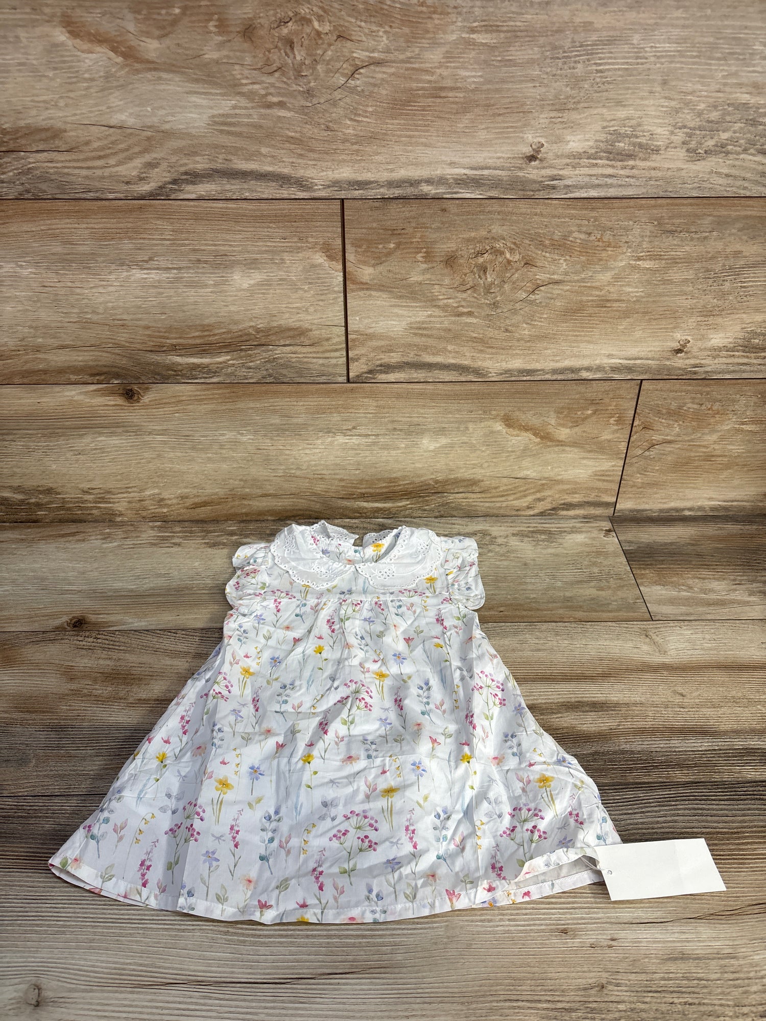 NEW SimpleKids Floral Eyelet Collar Dress White sz 6-9m
