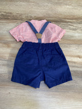 Cat & Jack 2pc Striped Bodysuit & Short Suspender Set Red sz 6-9m