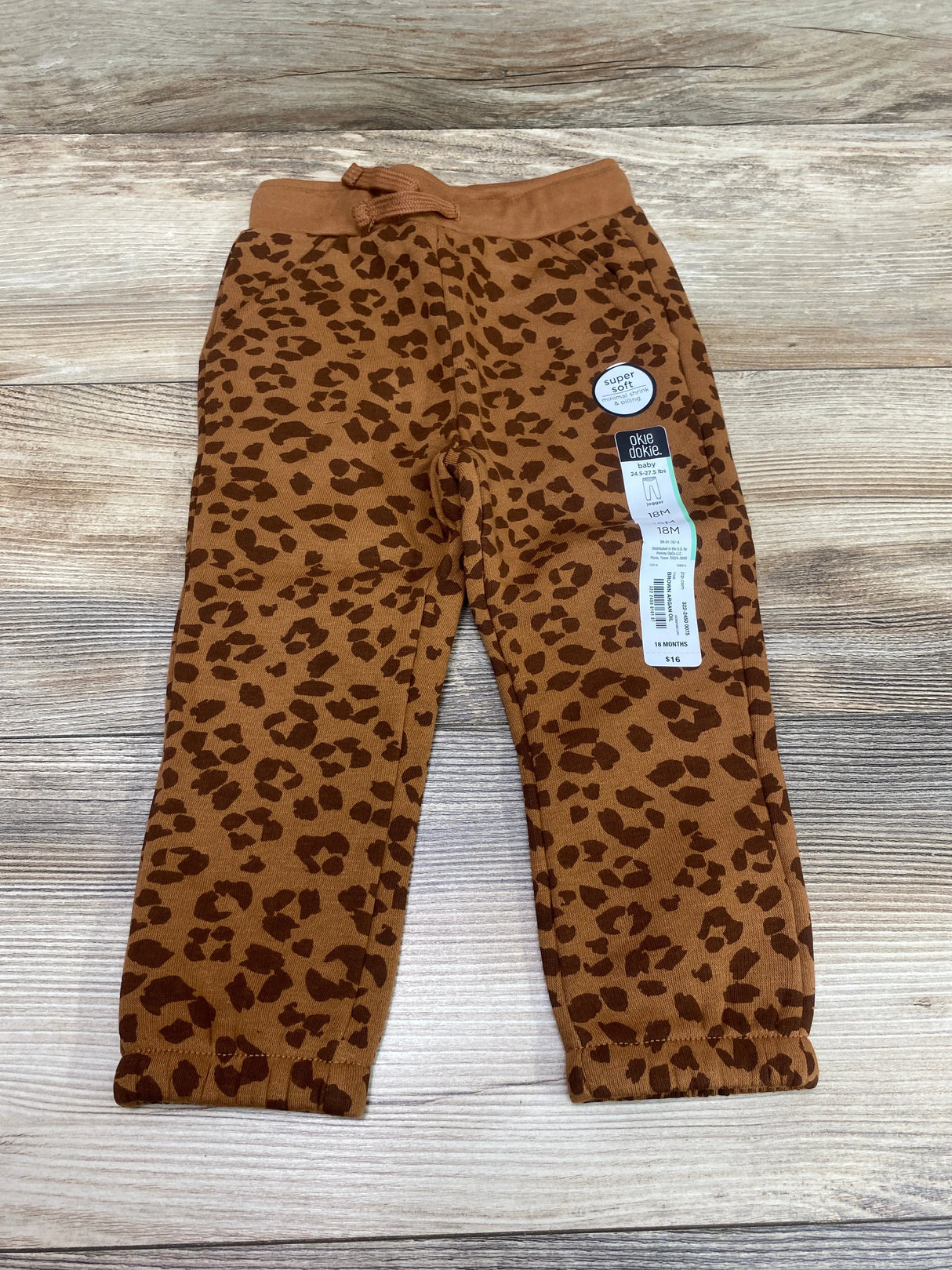 NEW Okie Dokie Brown Leopard Print Jogger Pant sz 18m