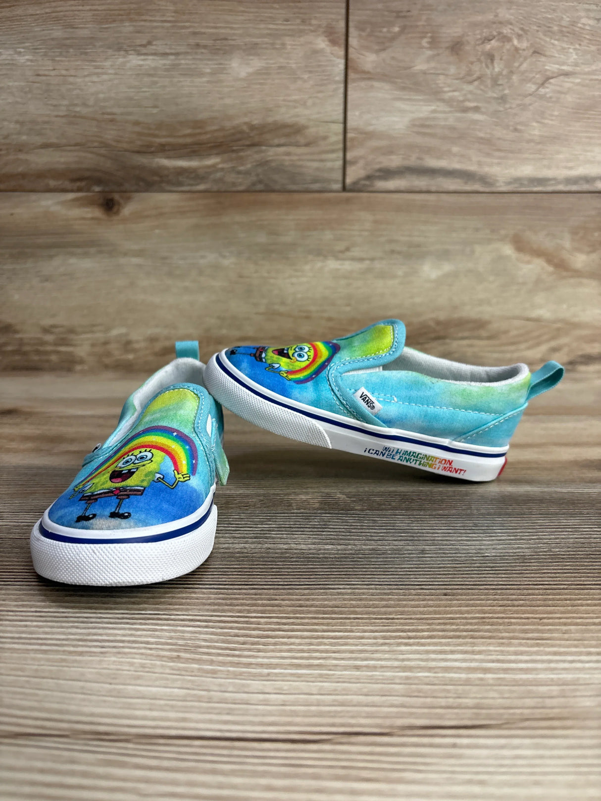 Vans x Spongebob Squarepants Imagination Slip-On Sneakers Blue sz 8.5c