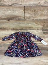 NEW Carter's Long Sleeve Fox Print Dress Navy sz 9m