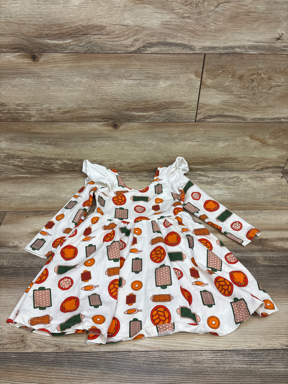 Monica + Andy 'Pie for Dinner' Double Ruffle Let's Dance Dress White sz 4T