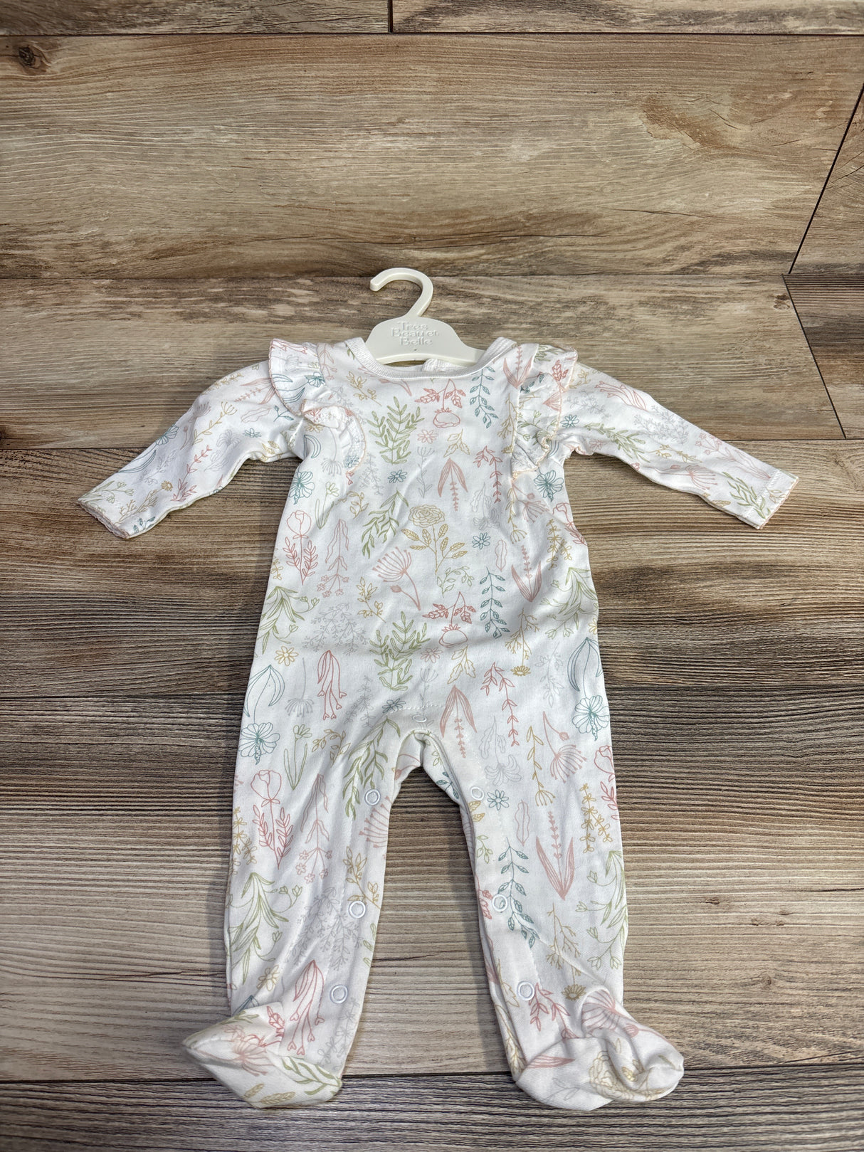 NEW Tres Beau Et Belle Floral Bodysuit White sz 0-3m