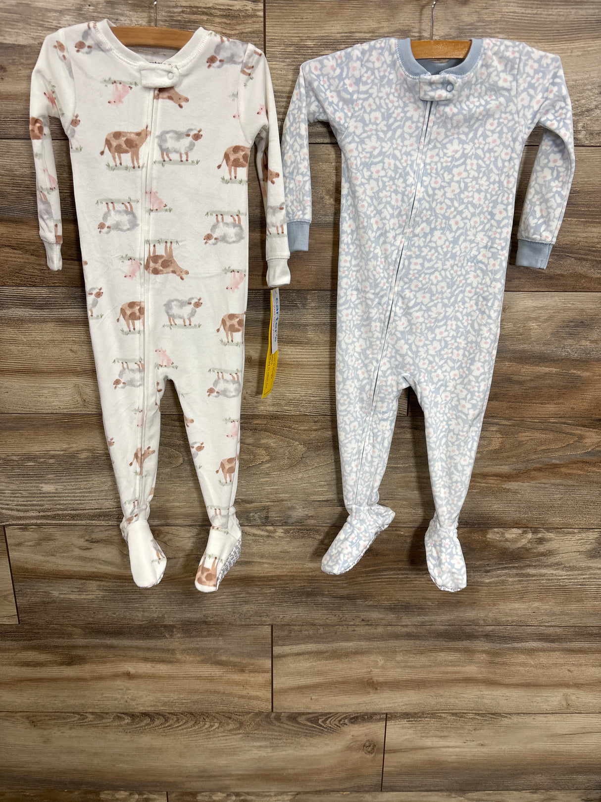 NEW Just One You 2pk Poly Farm and Flowers Pajama Set White sz 18m
