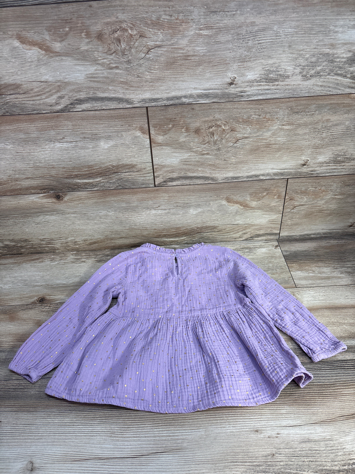 Cat & Jack Muslin Gold Polka Dot Dress Purple 4T