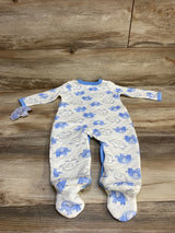 NEW Little Beginnings Quilted Elephant Print Sleeper White sz 6-9m