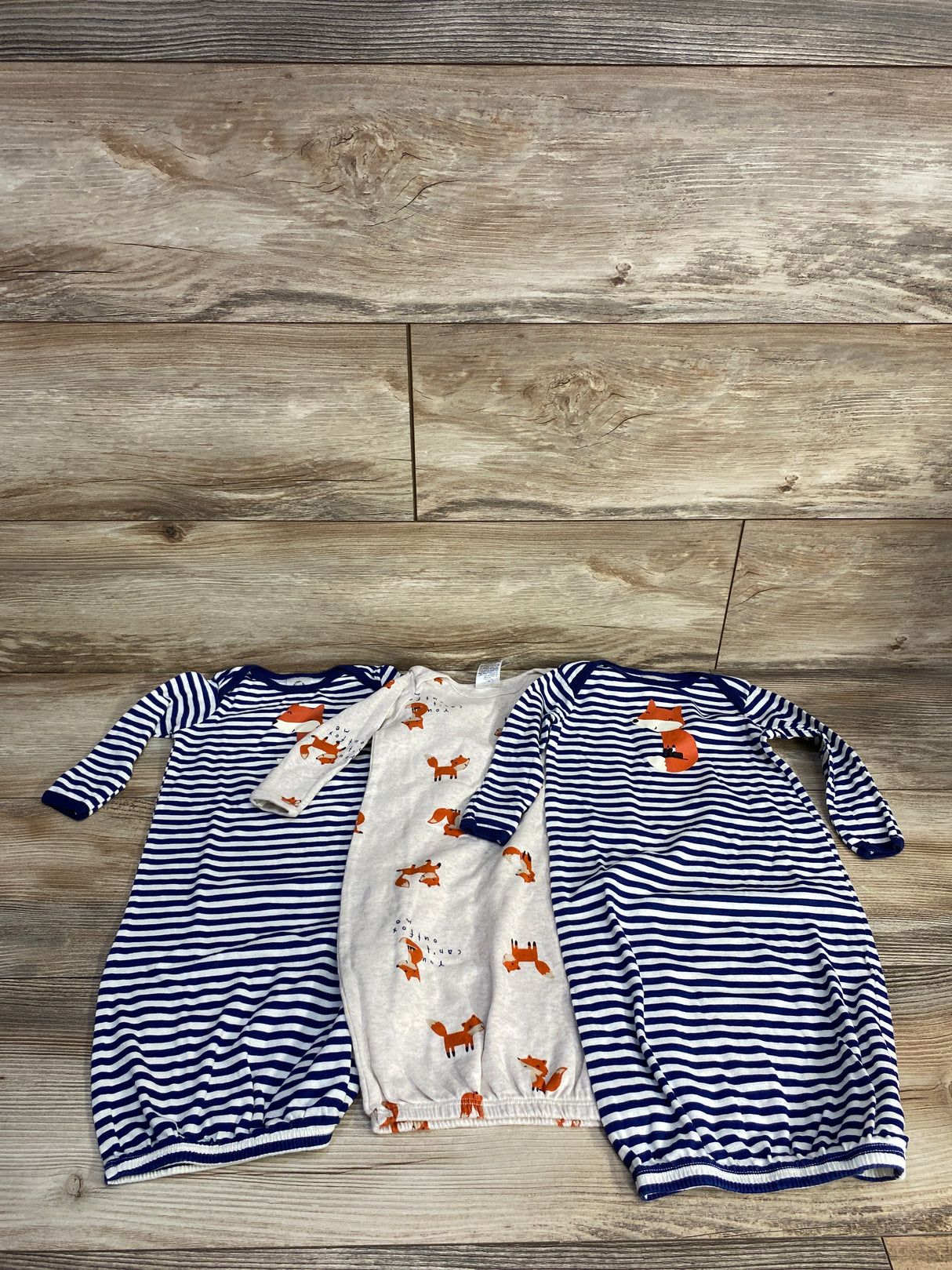 Gerber 3pk Fox Gowns Navy sz 0-6m