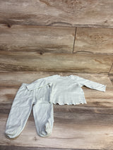 Oliver & Rain 2pc Striped Shirt & Footed Pants Set Blue sz 9m