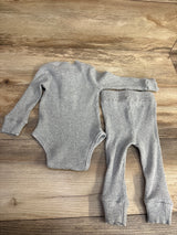 2pc Ribbed Bodysuit & Pants Set Grey sz 6-9m