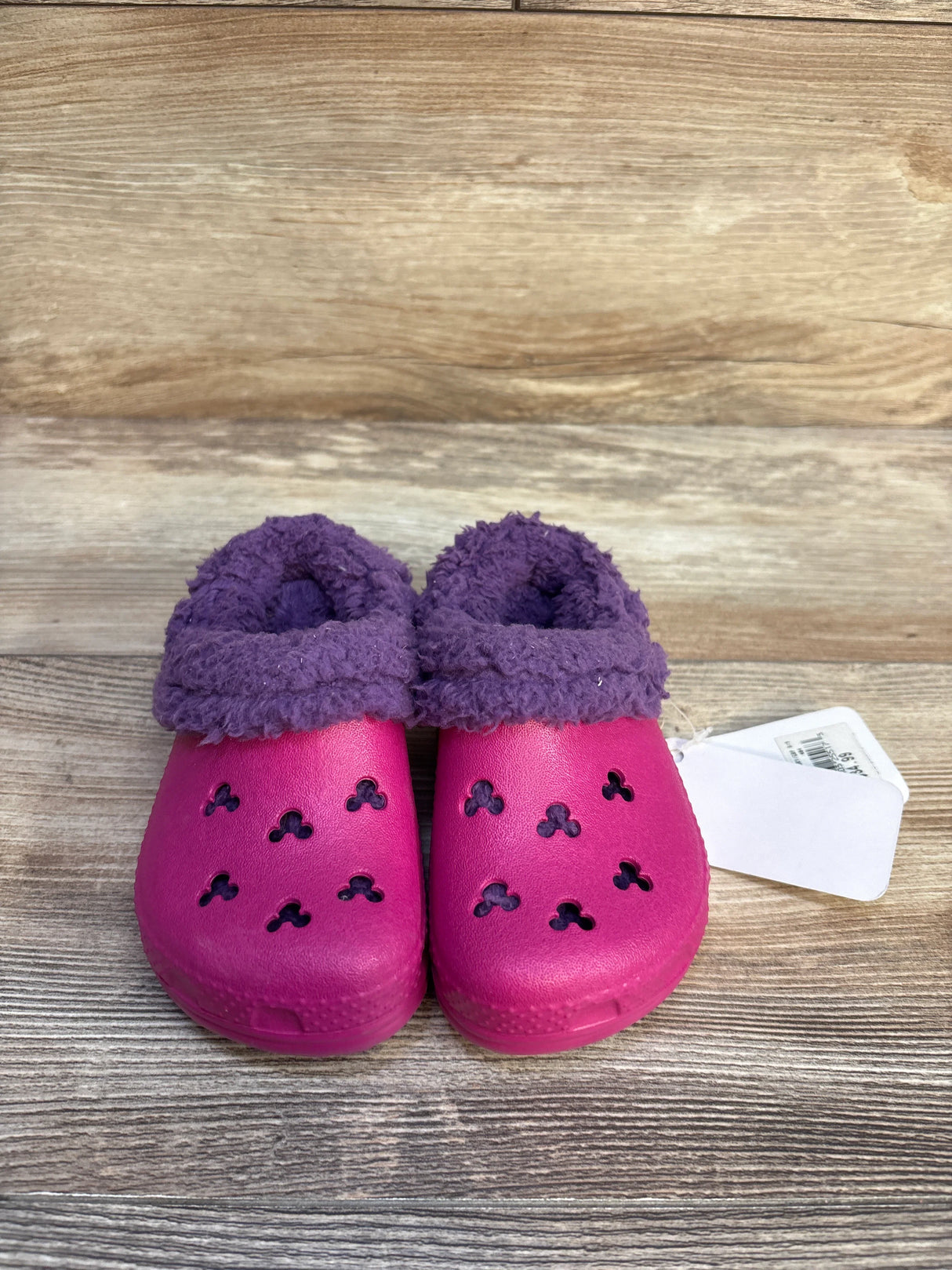 NEW Disney Crocs Classic Lined Clogs 'Mickey Mammoth', Pink sz 8/9c