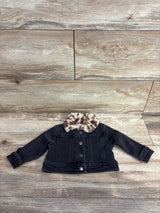 First Impressions Denim Faux Fur Trim Jacket Black sz 3-6m