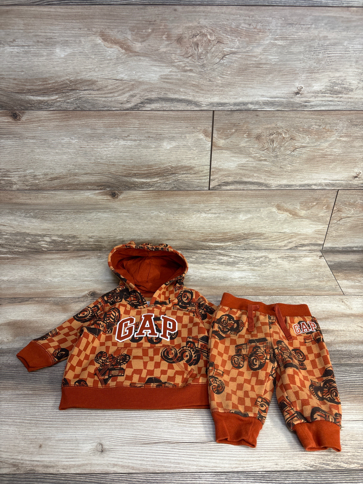 Baby Gap Relaxed Logo Zip Hoodie & Joggers Brown sz 3-6m