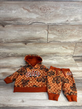 Baby Gap Relaxed Logo Zip Hoodie & Joggers Brown sz 3-6m