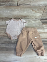 Nike 2pc Striped Bodysuit & Bottoms Set Tan sz 3m