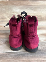 Cat & Jack Giovanna Crushed Velvet Lace-Up Combat Boots Red sz 11c