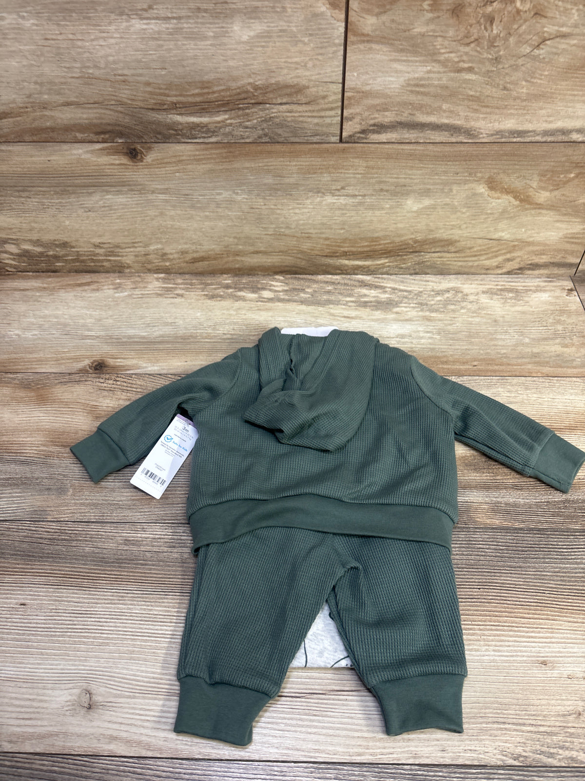 NEW Carter's 3pc Waffle Knit Jacket, Bodysuit, & Pants Set Green sz 3m