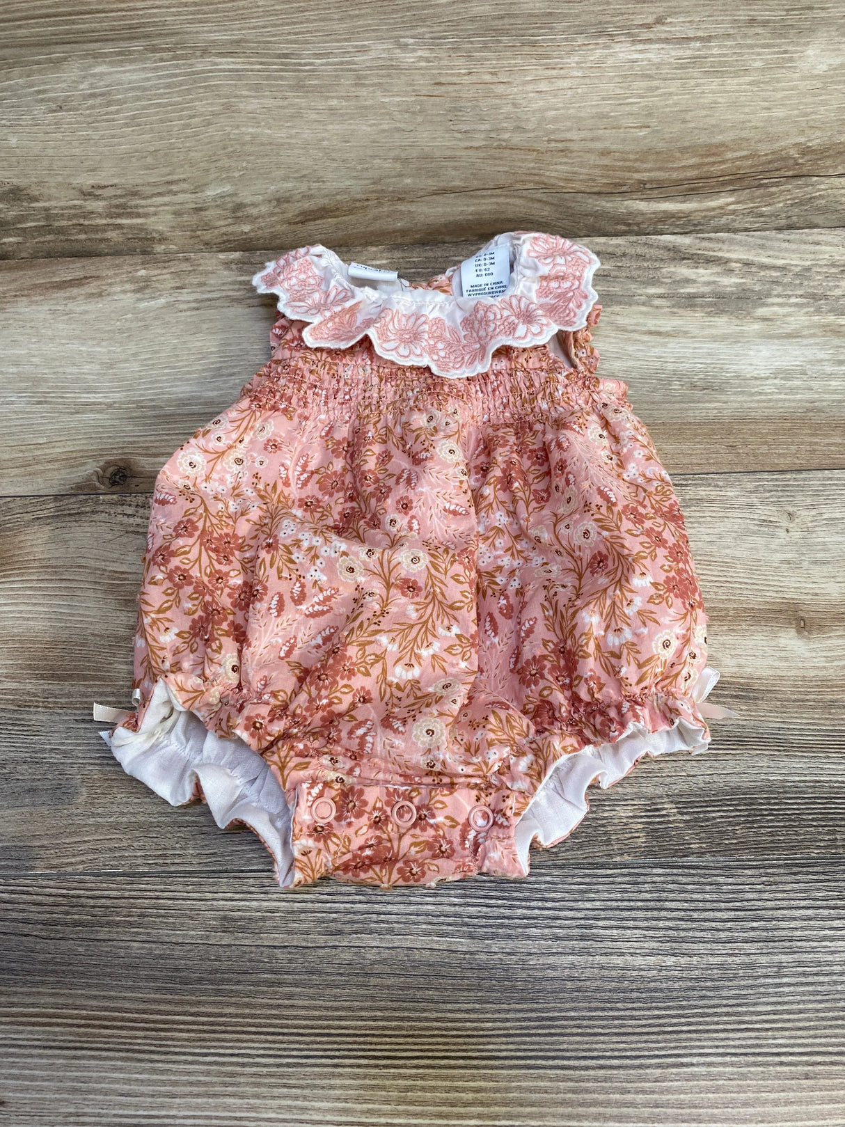 Cupcakes and Cashmere Floral Romper Pink sz 0-3m