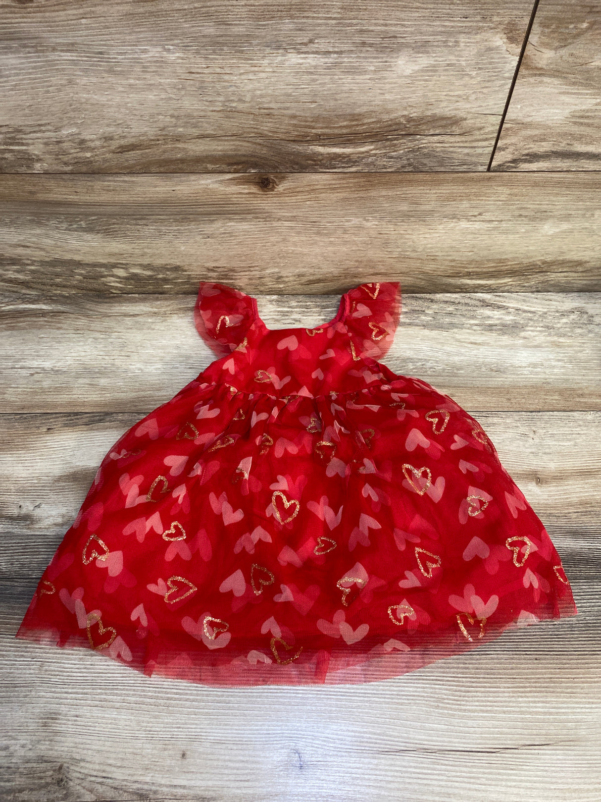Isaac Mizrahi Tulle Heart Print Dress Red sz 24m