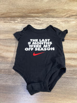 Nike 'The Last 9 Months Were My Off Season' Bodysuit Black sz 0-3m