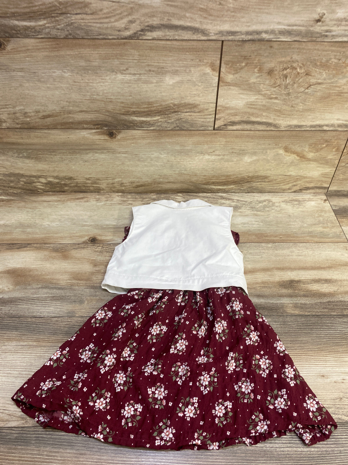 Little Lass 2pc Faux Leather Vest & Dress Set Red sz 2T