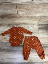 Rabbit Bear 2pc Floral Bodysuit & Bottoms Set Rust sz 3-6m