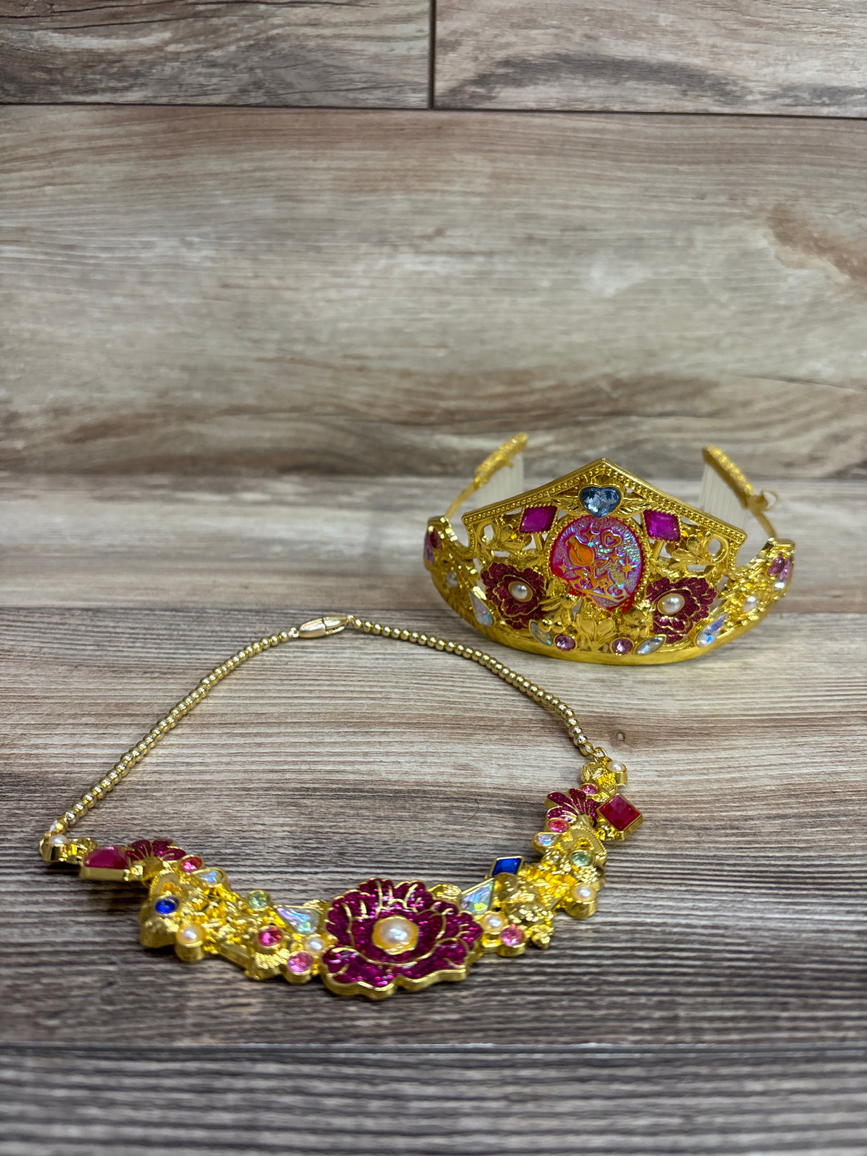 Disney Store Princess Aurora 2pc Crown Headband & Necklace Set