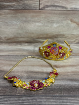 Disney Store Princess Aurora 2pc Crown Headband & Necklace Set