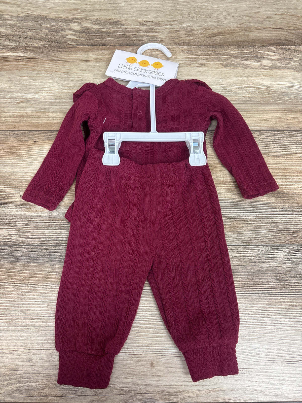 NEW Little Chickadees 2pc Knit Bodysuit & Pants Set Maroon sz 0/3m