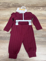 NEW Little Chickadees 2pc Knit Bodysuit & Pants Set Maroon sz 0/3m