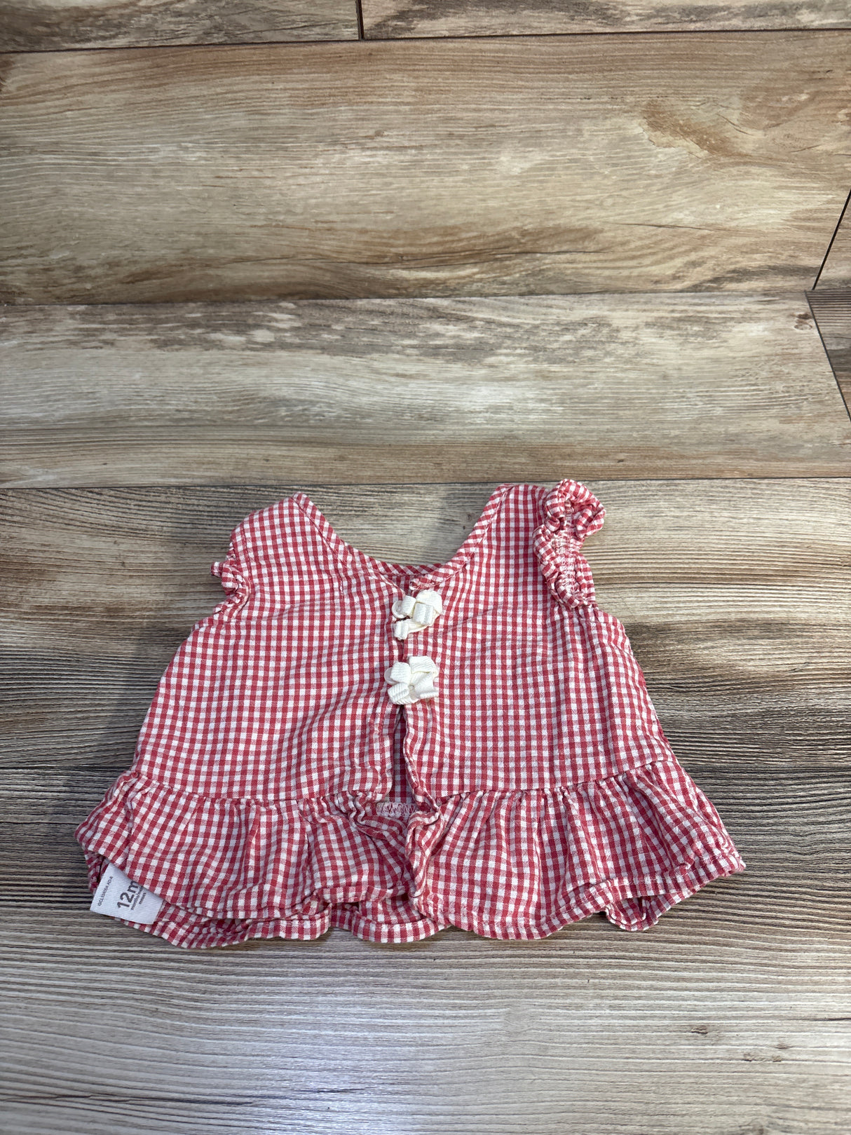 Little Planet Gingham Peplum Shirt Red sz 12m