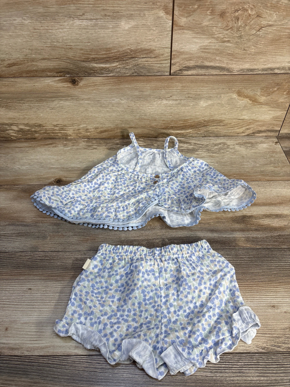 Rabbit + Bear Organic 2pc Tank Top & Shorts Set Blue sz 18m