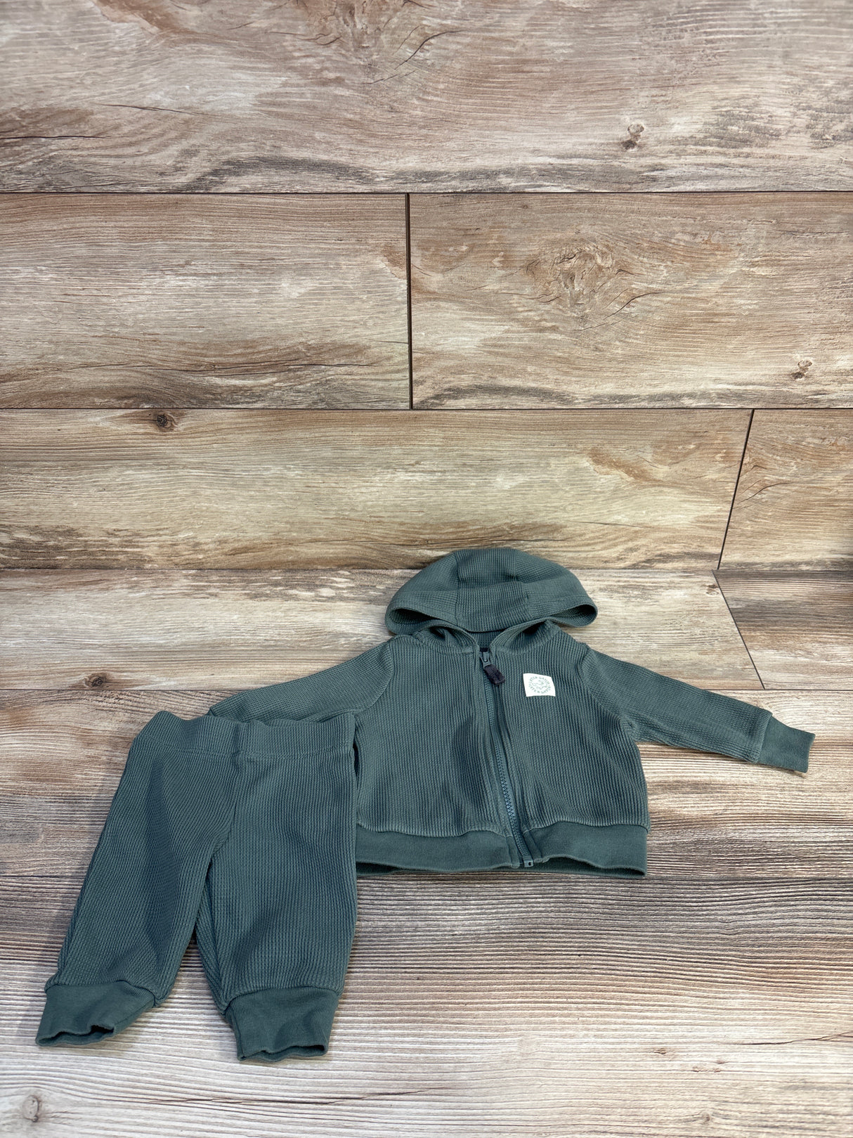 Carter's 2pc Waffle Knit Zip-Up Jacket & Pants Set Green sz 3m