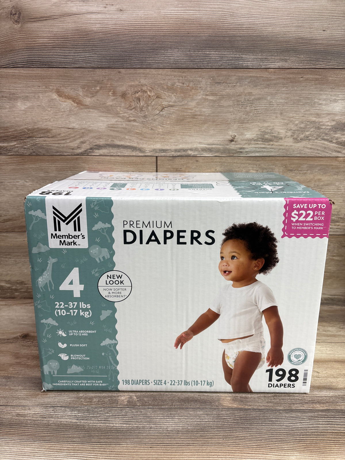 NEW Member's Mark Premium Diapers Size 4, 198ct