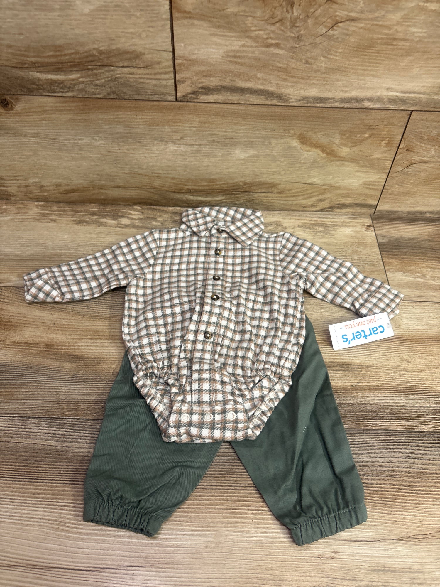 NEW Just One You 2pc Button-Up Romper & Pants Set White sz 3m