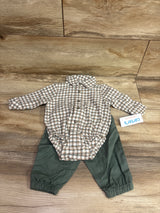 NEW Just One You 2pc Button-Up Romper & Pants Set White sz 3m
