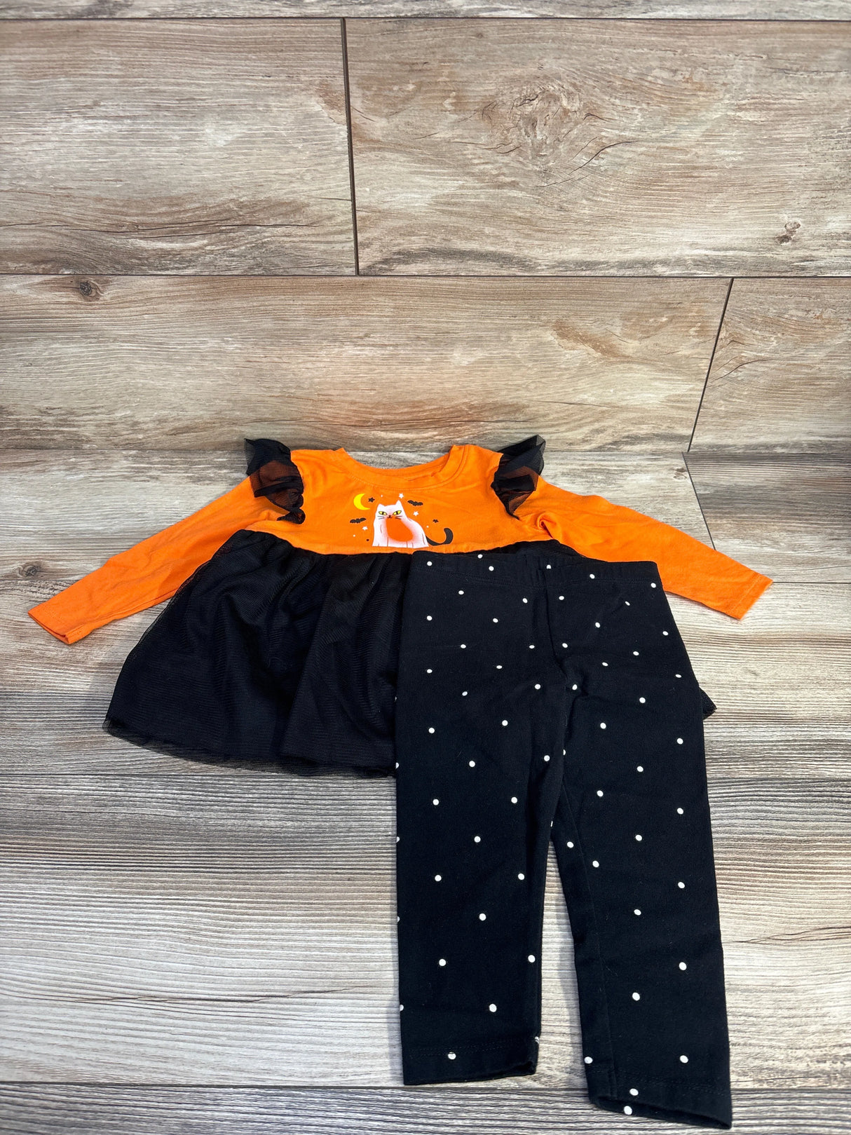 Cat & Jack 2pc Cat Tulle Tunic & Leggings Orange sz 18m - Me n Mommy To Be