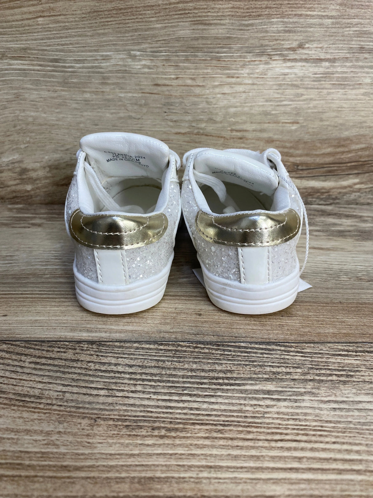 NEW Kiderence Girls Running Sneakers Glitter Stars White sz 7c