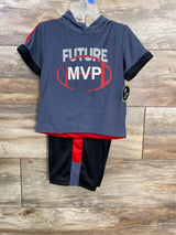 NEW Athletic Works 2pc Hooded Shirt & Shorts Grey sz 24m