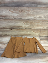 Little Co. 2pc Ribbed Henley Shirt & Pants Set Brown sz 2T