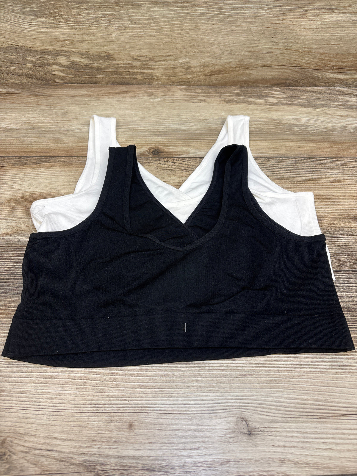 NEW Auden 2pk Unlined V-Neck Nursing Bralette - Black/White sz Large