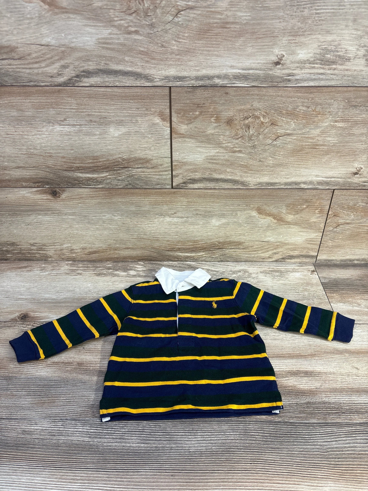 Ralph Lauren Striped Rugby Long Sleeve Polo Shirt Green sz 6m