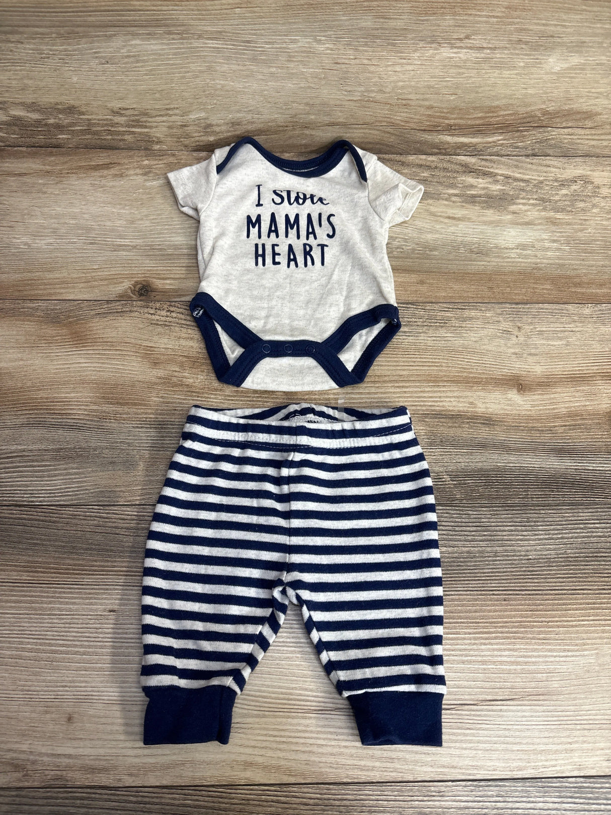 Baby Essentials 2pc I Stole Mama's Heart Bodysuit Set Ivory sz 3m