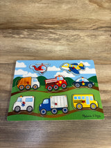 Melissa & Doug Wooden Peg Puzzle - Vehicles 8pc