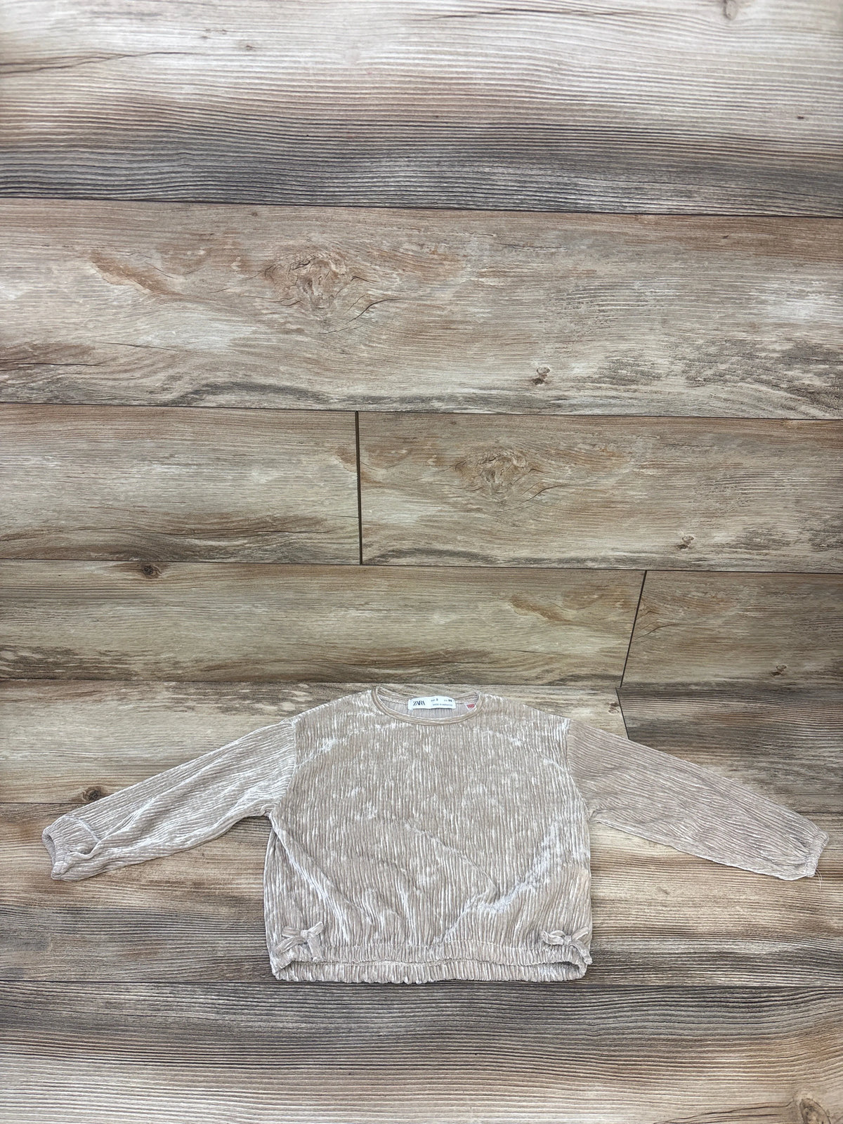 Zara Velour Long Sleeve Shirt Tan sz 3T