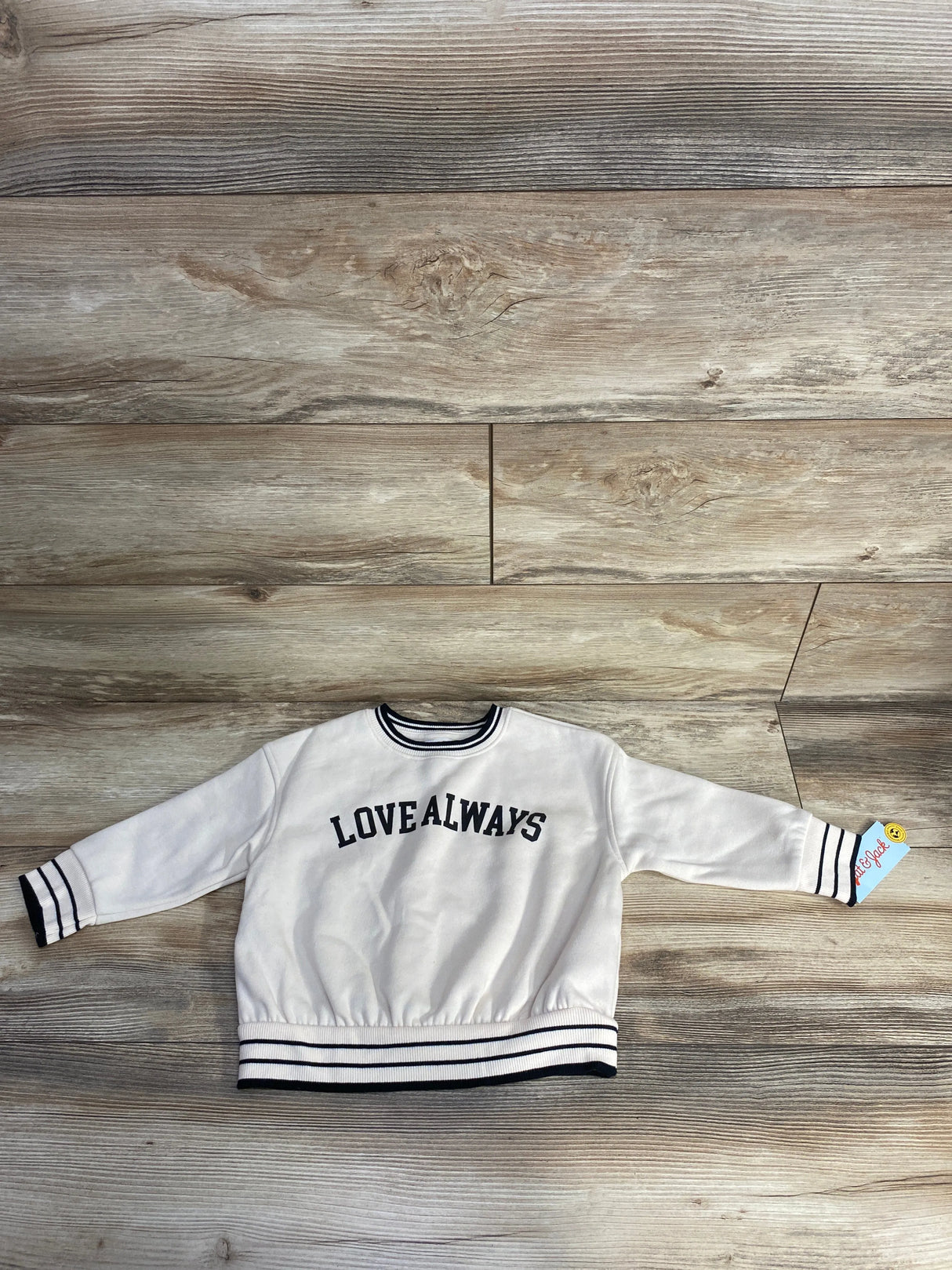 NEW Cat & Jack Love Always Varsity Sweatshirt Cream sz 2T