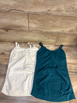 BHRIWRPY 2pk Nursing Tank Tops Teal/White sz Medium
