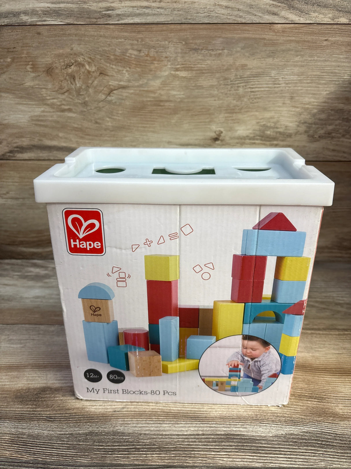 Hape My First Blocks - 80pc Wooden Blocks with Sorting Container